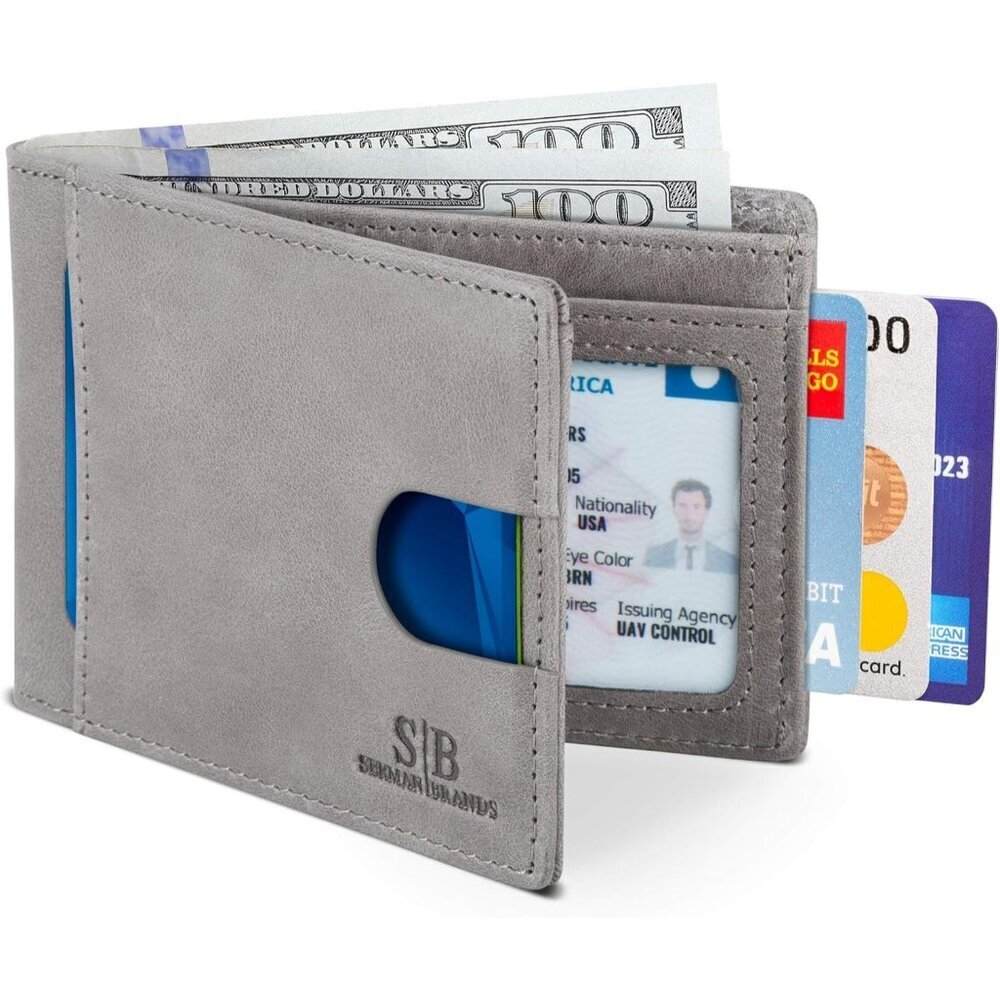 Men's Slate Gray Genuine Premium Vegan Leather Front 2 Pocket Wallets Stylish